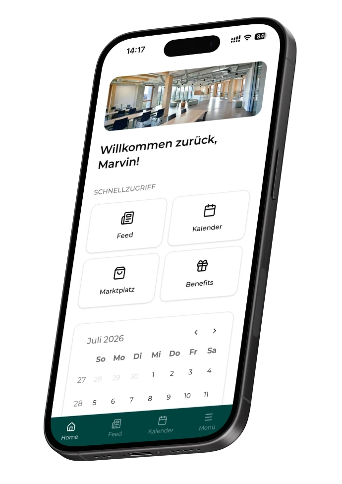 Das Bild zeigt ein Mockup eines Smartphone mit der chäd App.